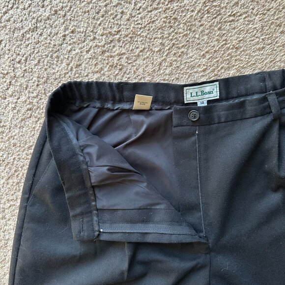 LL Bean Pants Womens 14 (32x30) Vtg USA Wool Black Pleated Front Tapered Leg - Picture 4 of 14